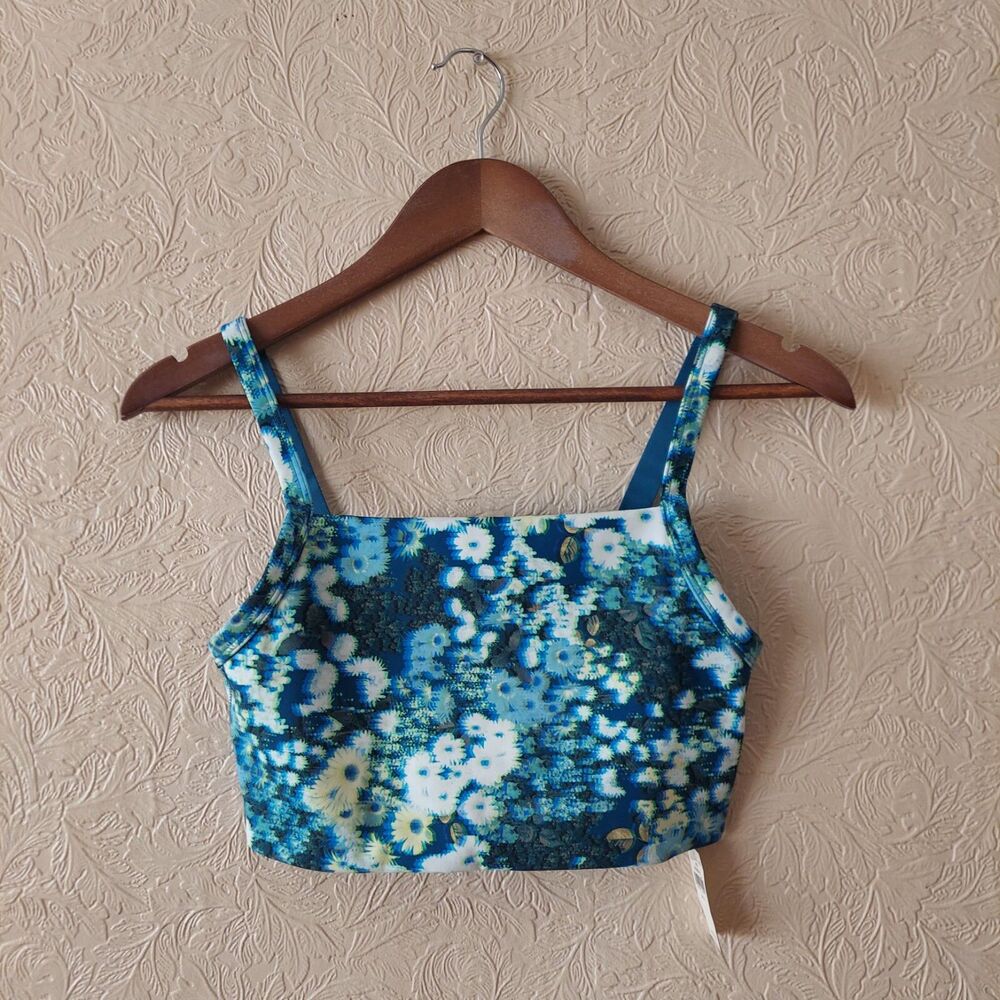 OFFLINE by aerie goals sports bra medium support blue chilled floral NEW Small